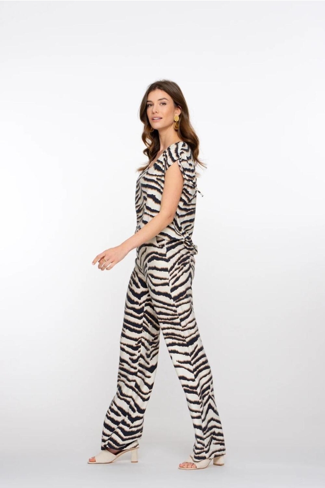 STRAIGHT LEG PANTALON MET ZEBRA PRINT 51410 20 000720 SAND/BLACK